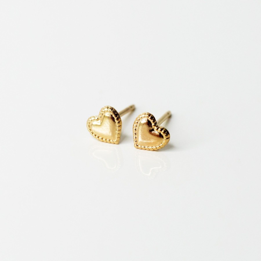 Earrings Grayling | Embossed Heart Stud Earrings