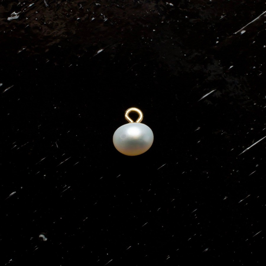 Hoops + Huggies Grayling | Single Freshwater Pearl Drop Huggie Charm - 14K Solid Gold