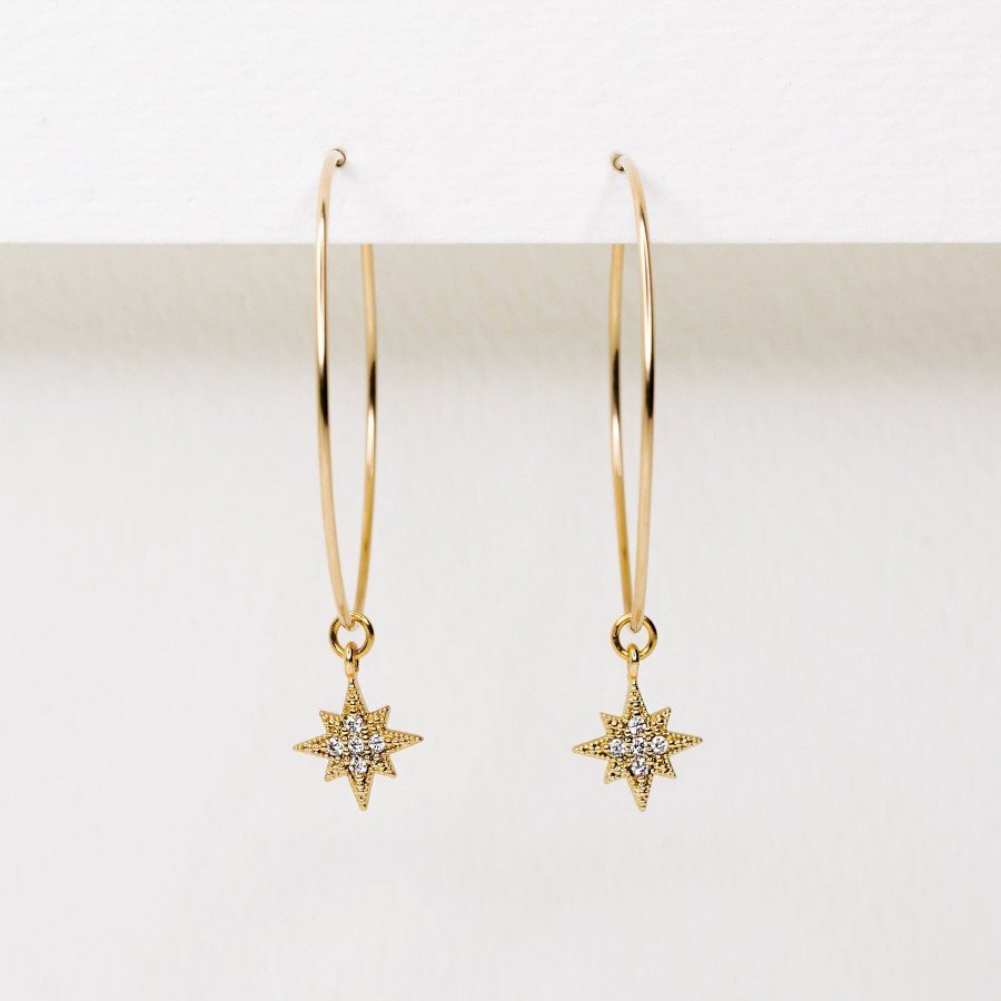 Earrings Grayling | Twinkling Pave Star Weightless Hoop Earrings