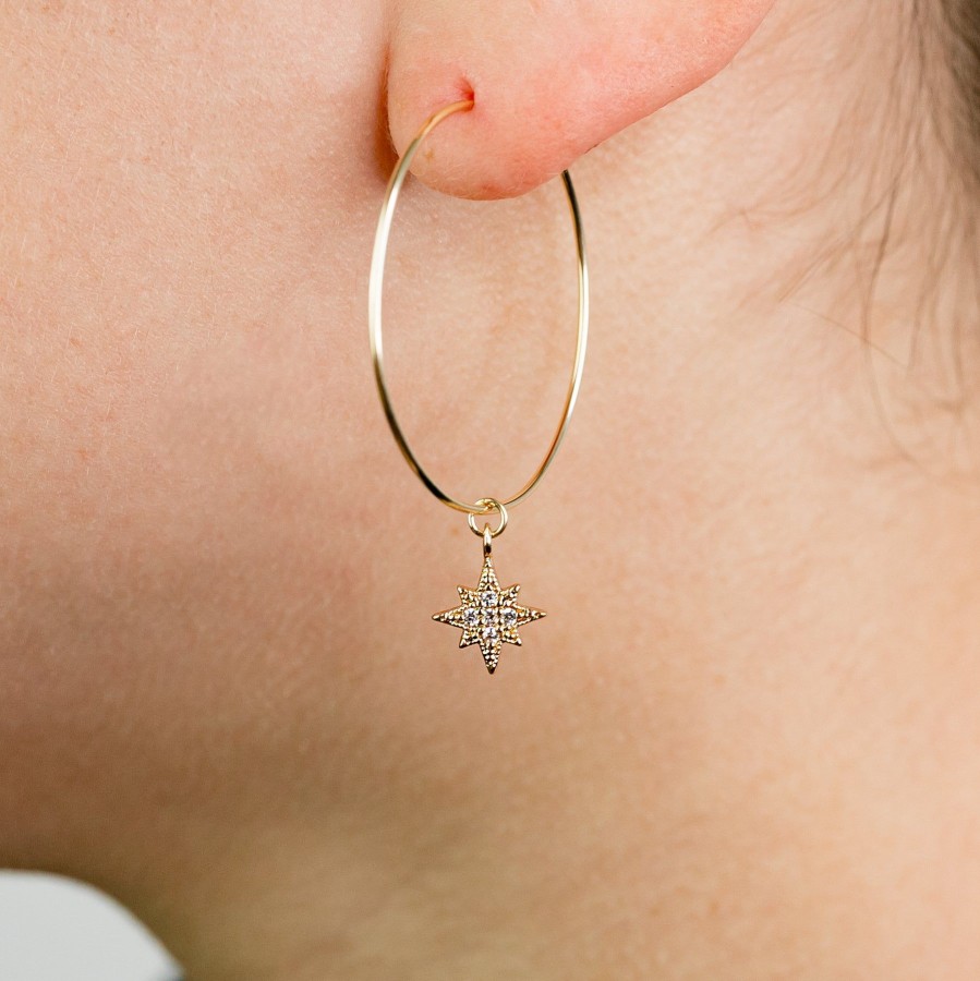 Earrings Grayling | Twinkling Pave Star Weightless Hoop Earrings