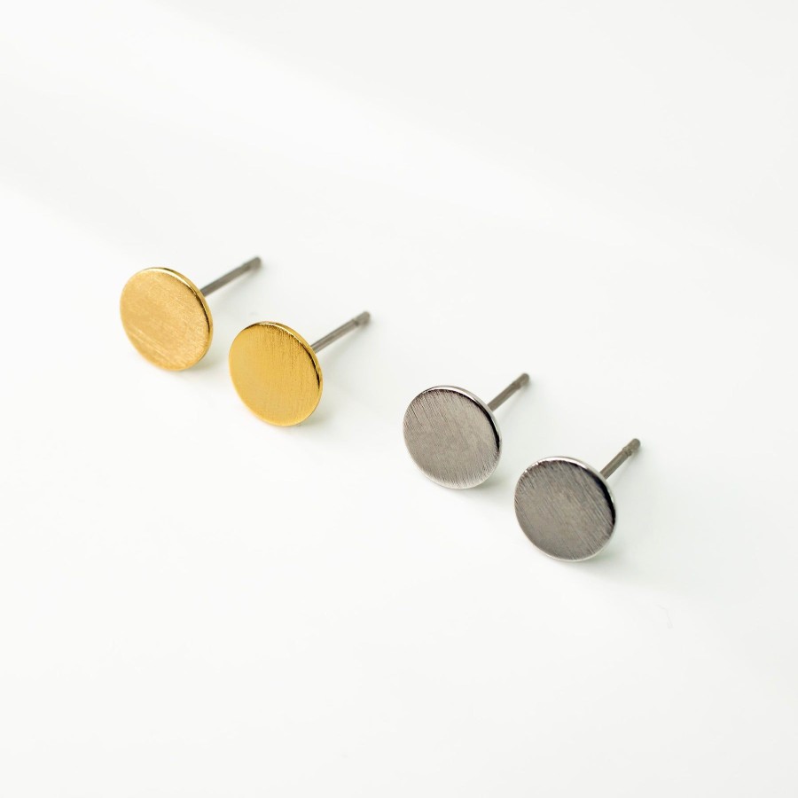 Earrings Grayling | Brushed Circle Dot Stud Earrings