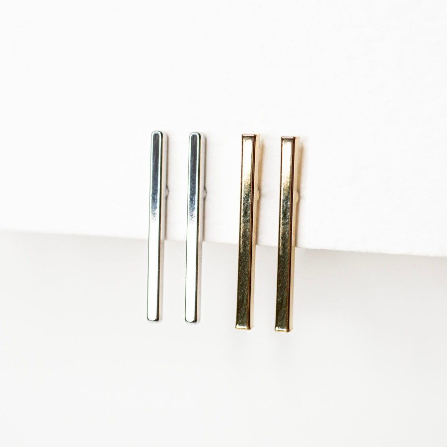 Earrings Grayling | Polished Vertical Bar Stud Earrings