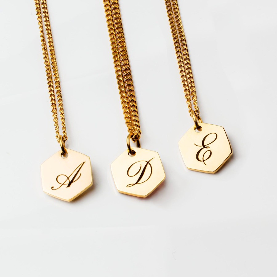 Necklaces + Chokers Grayling | Amore Engraved Initial Letter Necklace - Gold