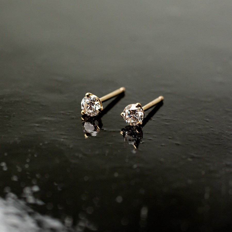 Earrings Grayling | Bliss Diamond Solitaire Stud Earrings - 14K Solid Gold - 1/5 Ctw