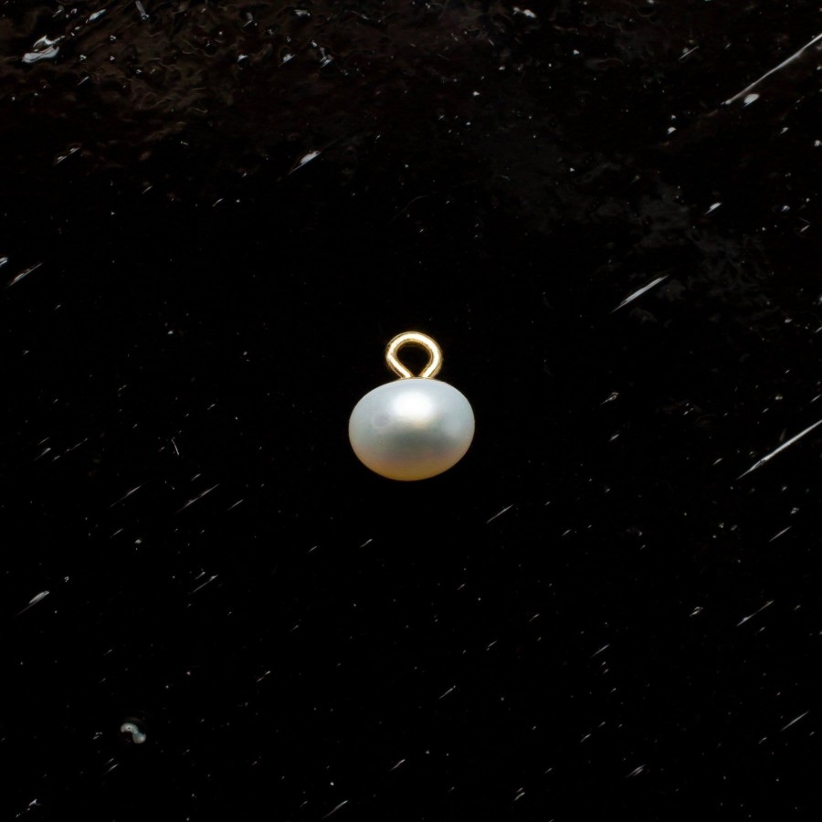 Earrings Grayling | Single Freshwater Pearl Drop Huggie Charm - 14K Solid Gold