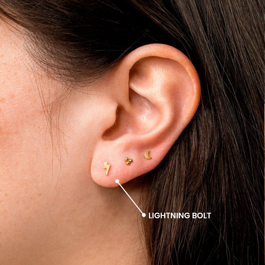 Flat Back Studs Grayling | Lightning Bolt Flat Back Sleeper Earrings