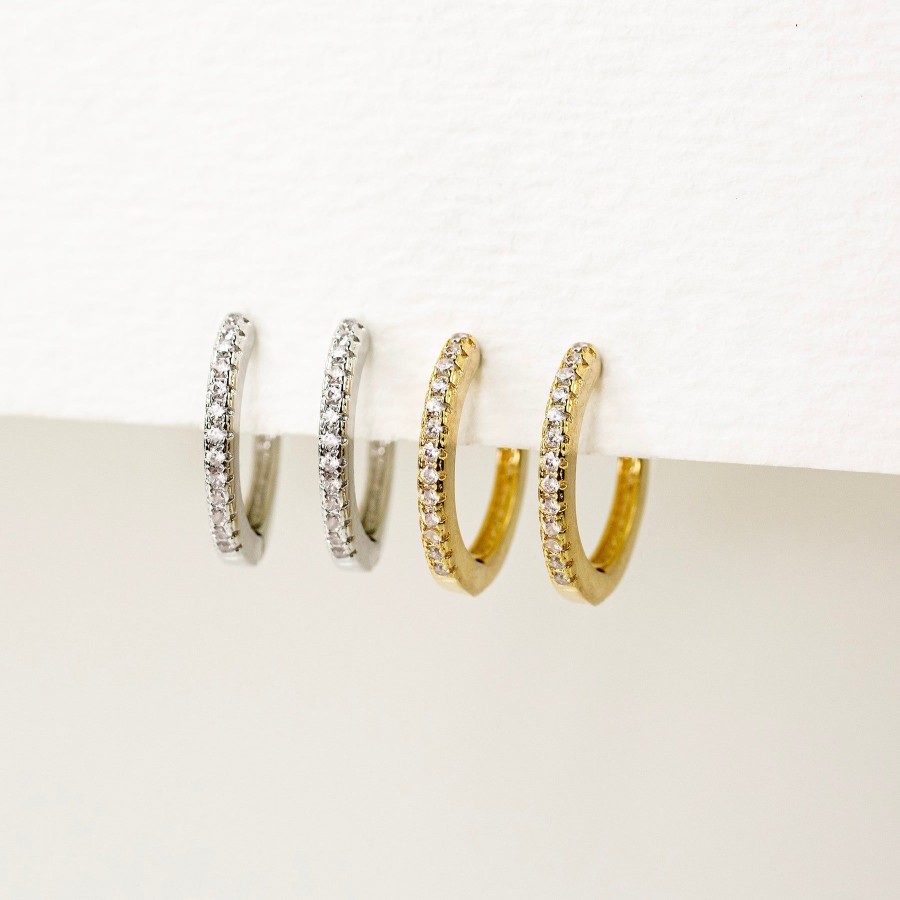 Earrings Grayling | Pave Eternity Locking Huggie Earrings