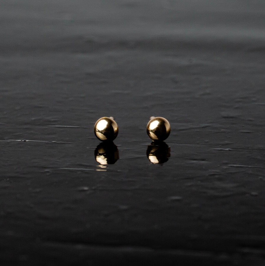 Earrings Grayling | Gossamer Mini Sphere Flat Back Sleeper Earrings - 14K Solid Gold