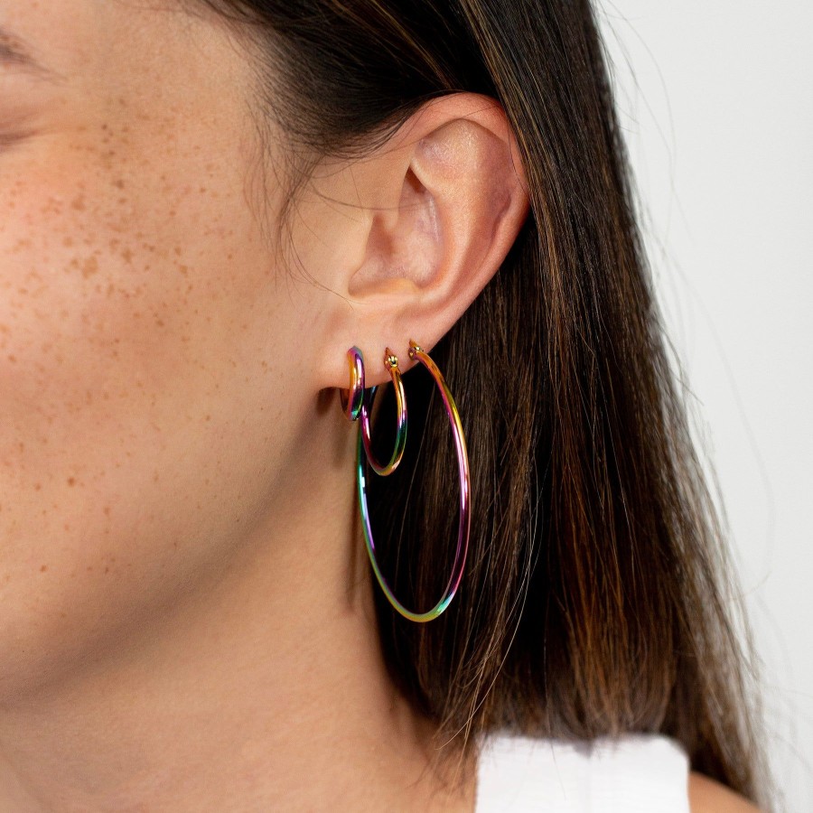 Earrings Grayling | Prism Medium Rainbow Hoop Earrings