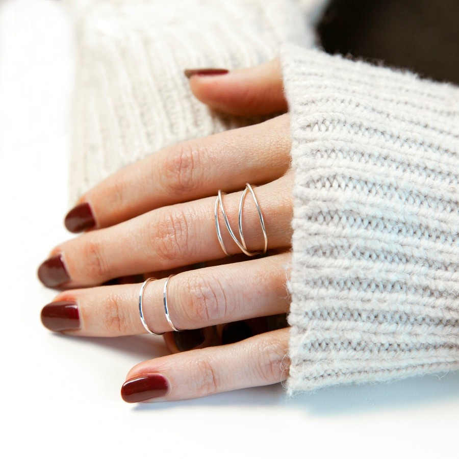 Size Inclusive Jewelry Grayling | Woven + Double Band Ring Set