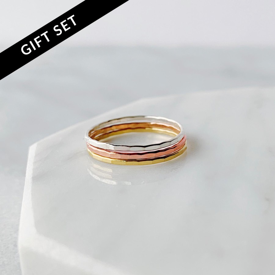 Rings + Stackers Grayling | Faceted Stacking Ring Set - Mixed Metals