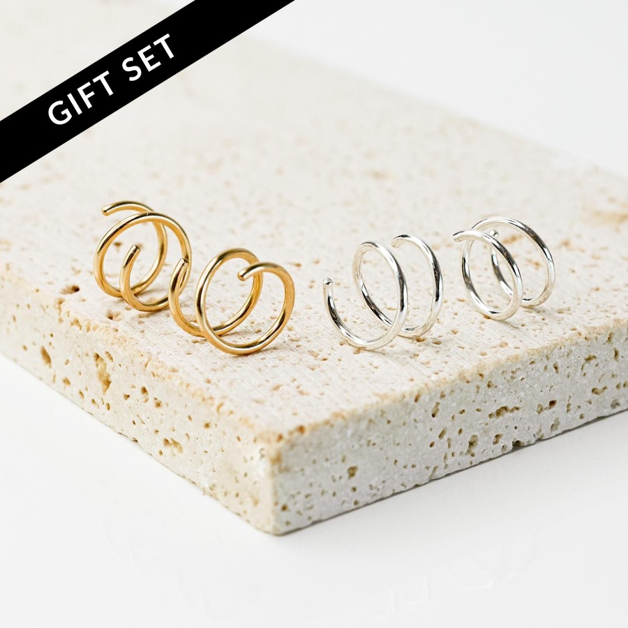 Earrings Grayling | Tiny Twist Double Huggie Earrings Set