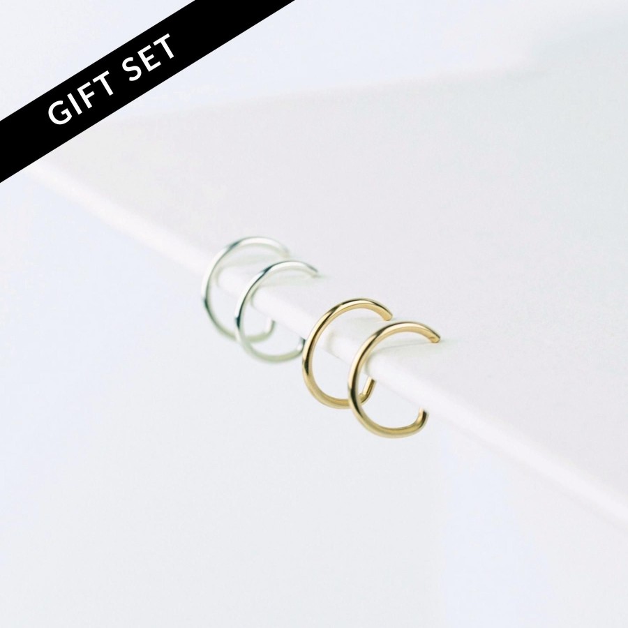 Earrings Grayling | Weightless Huggie Earring Set - Mixed Metal Duo