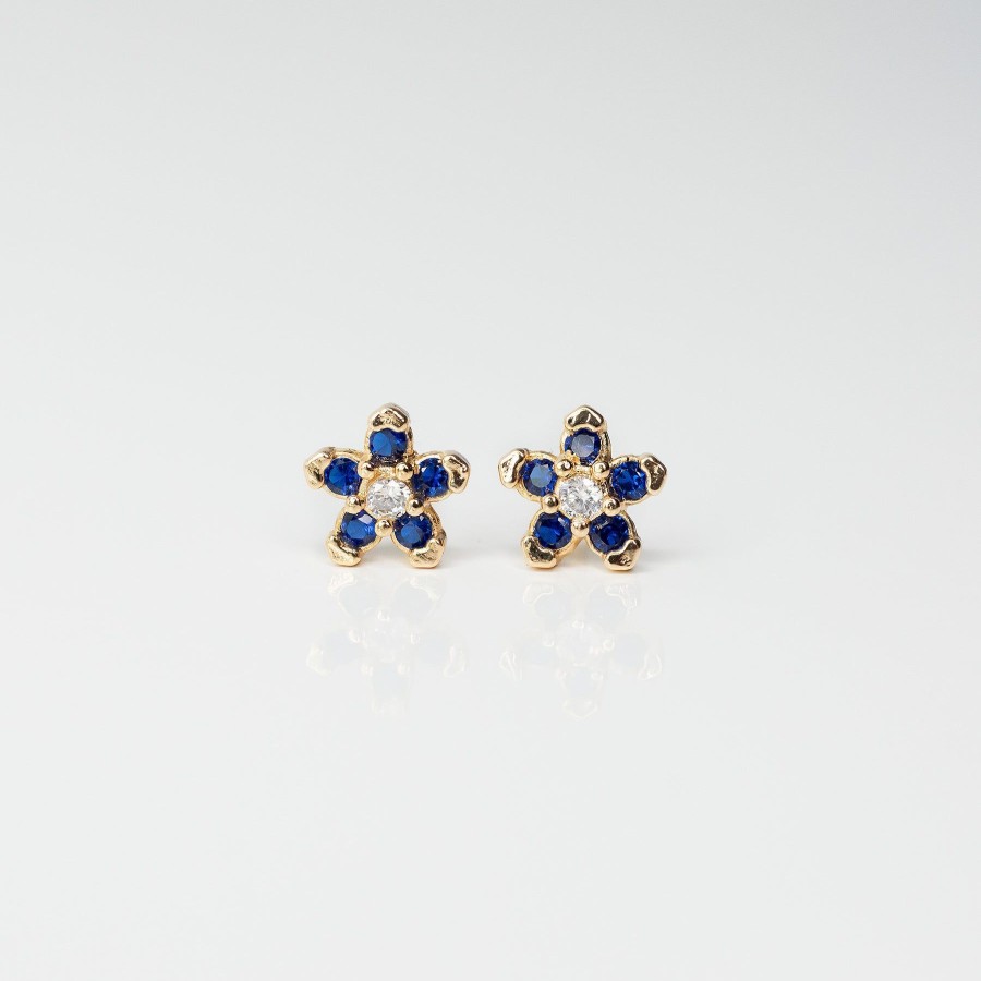 Earrings Grayling | Blue Sapphire Flower Studs