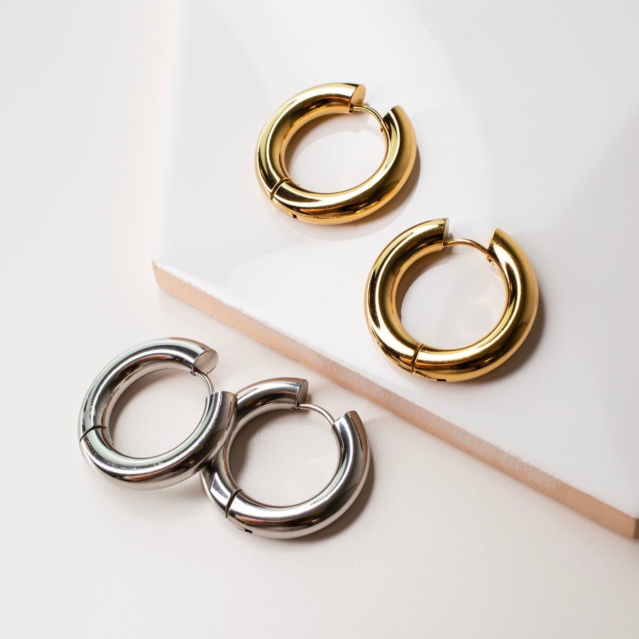 Hoops + Huggies Grayling | Chunky Donut Locking Hoop Earrings