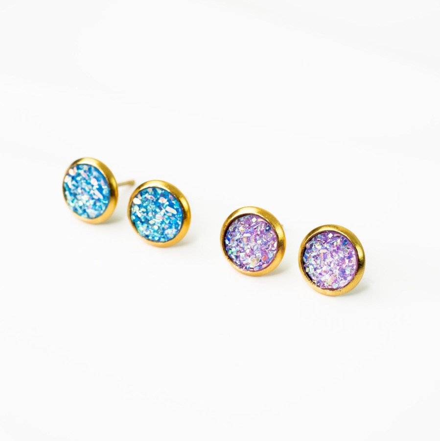 Earrings Grayling | Iridescent Druzy Stud Earrings