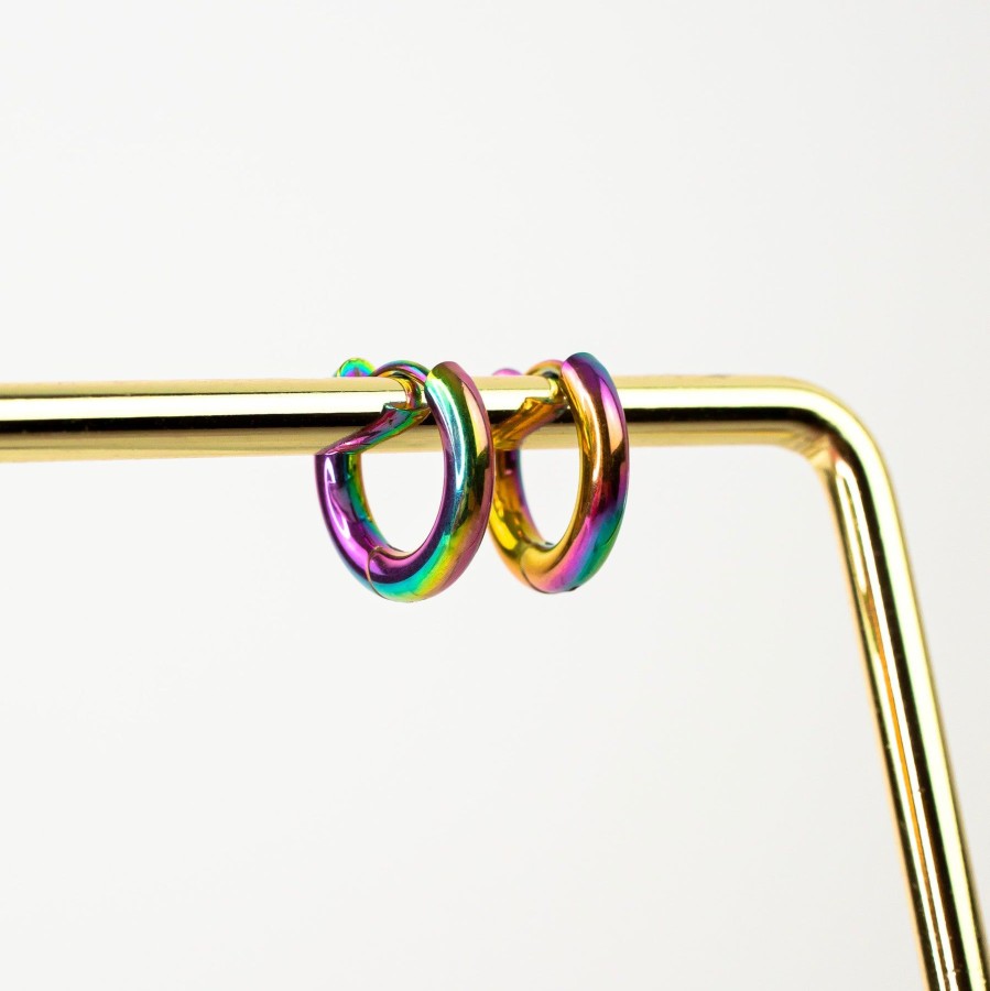 Earrings Grayling | Prism Rainbow Locking Huggie Earrings