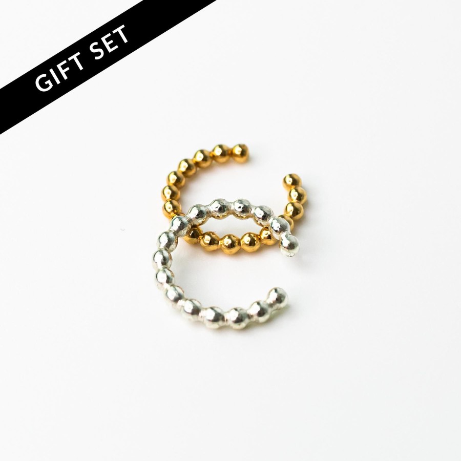 Earrings Grayling | Shimmer Dot Ear Cuff Set - Mixed Metal Duo