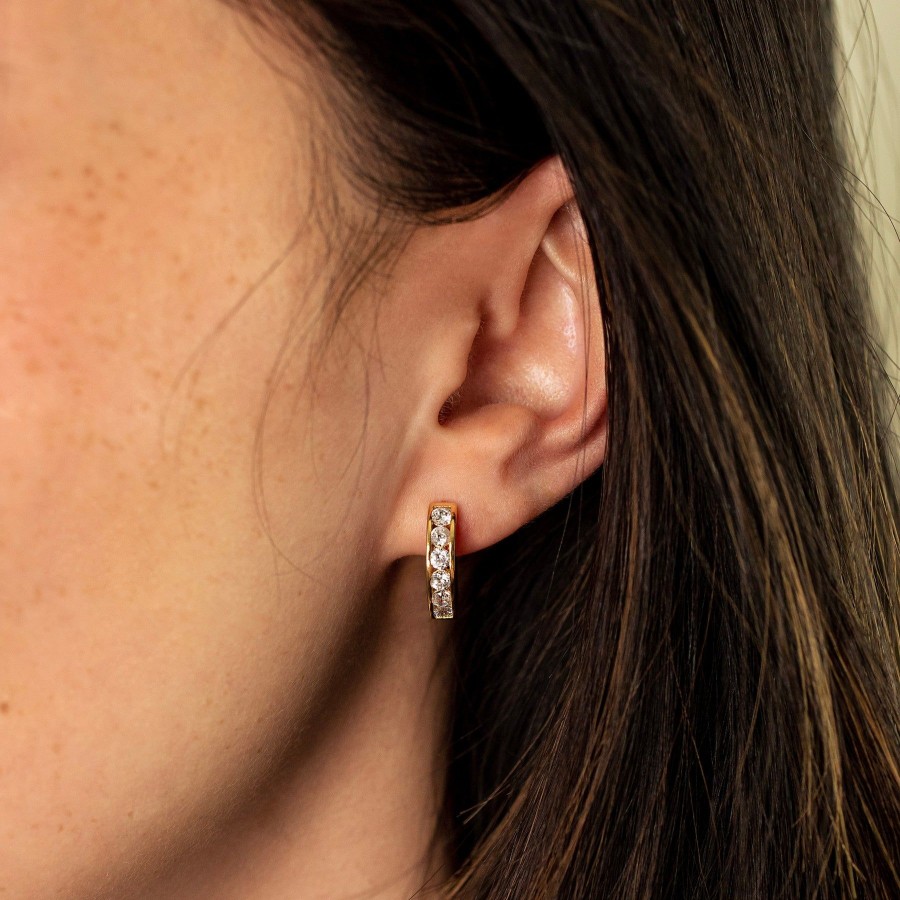 Hoops + Huggies Grayling | Crystal Row Locking Hoop Earrings