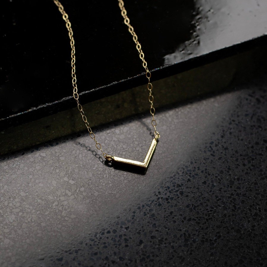 Necklaces + Chokers Grayling | Modern V Bar Link Necklace - 14K Solid Gold