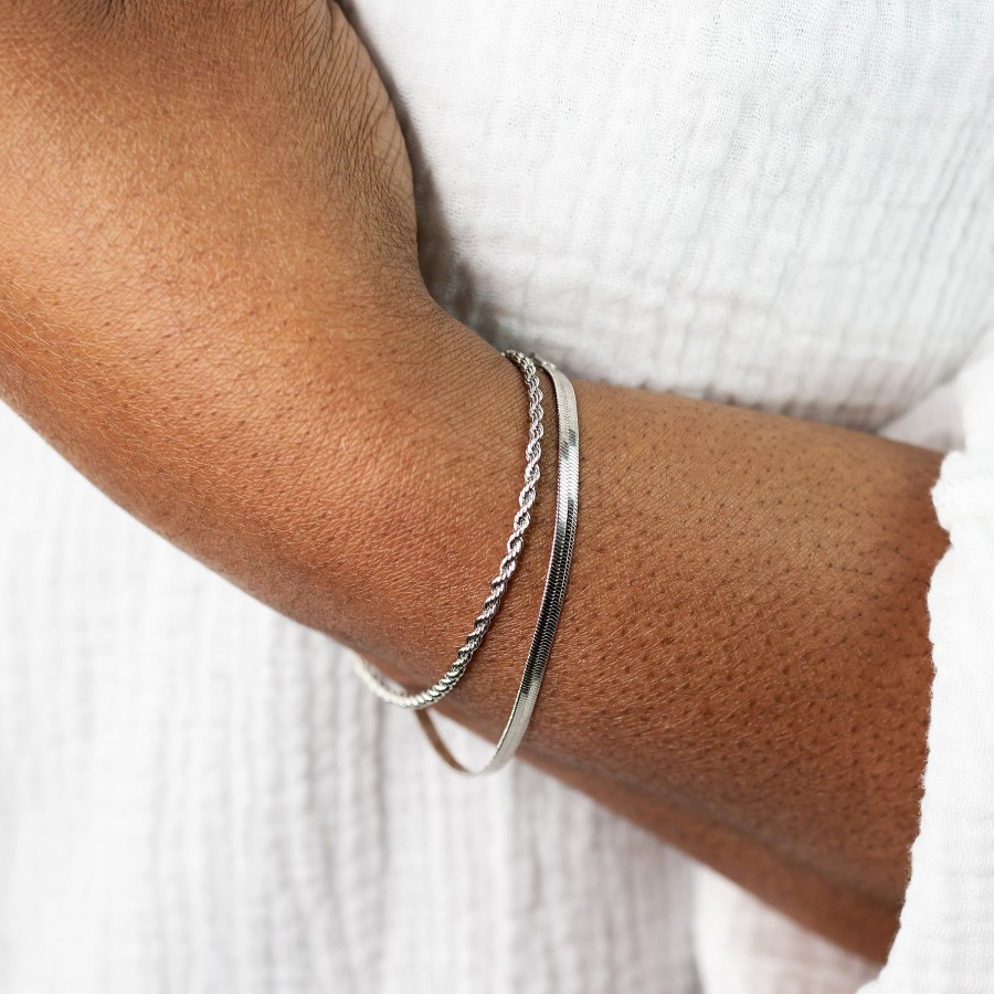 Bracelets + Cuffs Grayling | Bianca Delicate Rope Chain Bracelet Silver