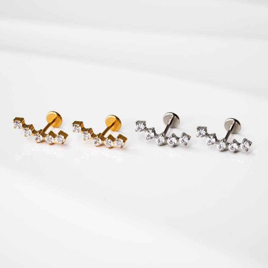 Flat Back Studs Grayling | Curved Crystal Row Flat Back Sleeper Earrings