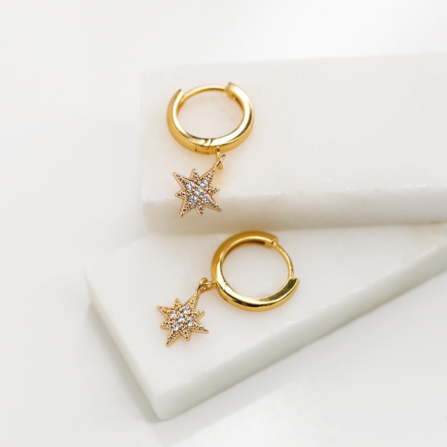 Earrings Grayling | Twinkling Pave Star Huggie Earrings