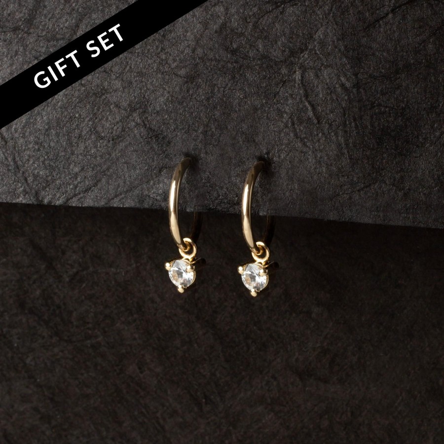 Earrings Grayling | The Ingenue - Curated White Sapphire Huggie Combo - 14K Solid Gold