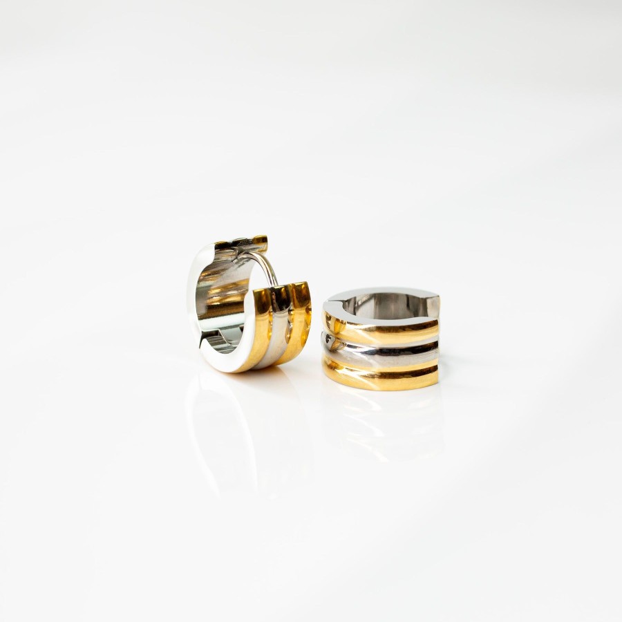 Earrings Grayling | Mixed Metal Triple Tire Huggies