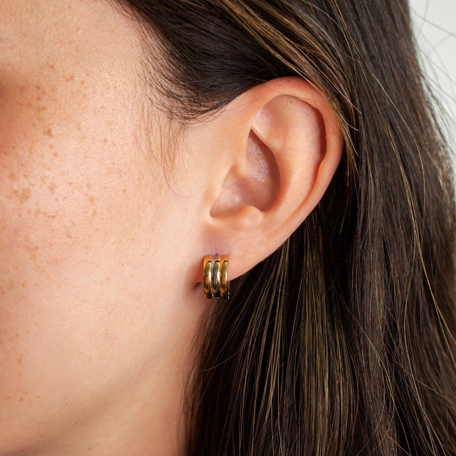 Earrings Grayling | Mixed Metal Triple Tire Huggies