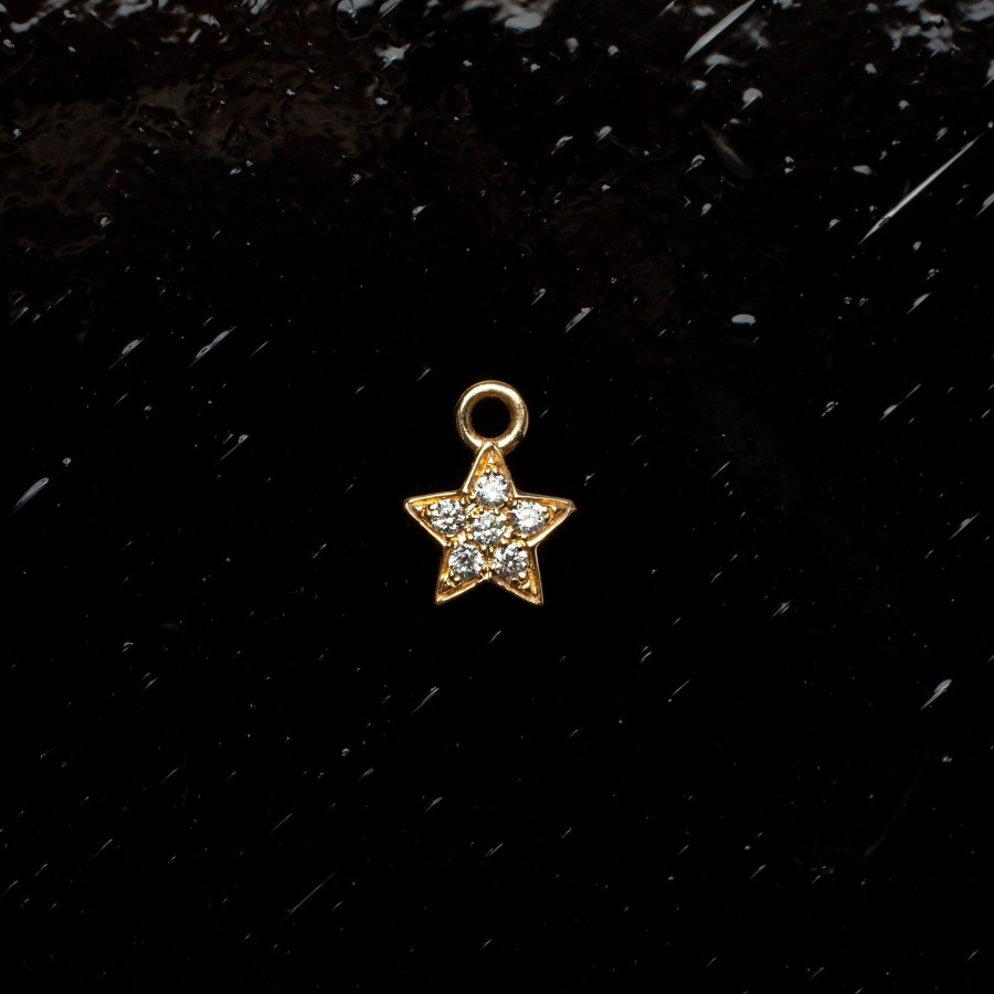 Hoops + Huggies Grayling | Single Diamond Pave Star Huggie Charm - 14K Solid Gold