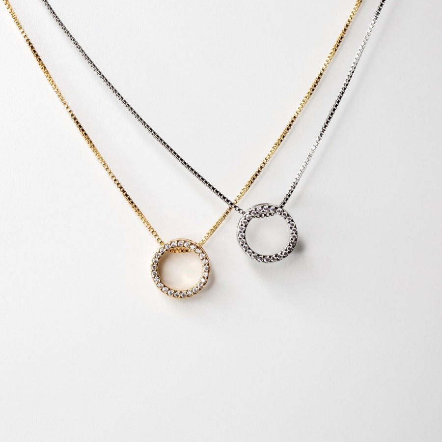 Necklaces + Chokers Grayling | Chiara Pave Circle Pendant Necklace