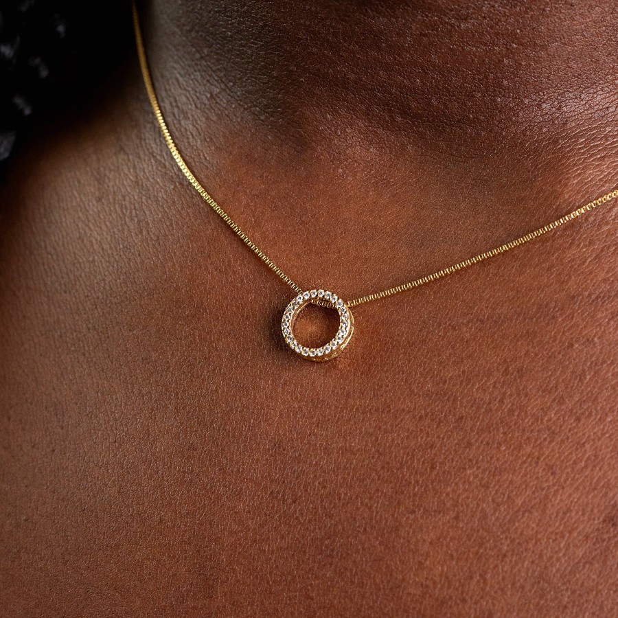 Necklaces + Chokers Grayling | Chiara Pave Circle Pendant Necklace