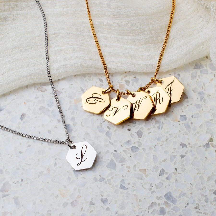 Necklaces + Chokers Grayling | Extra Charm For Amore Engraved Initial Letter Necklace Or