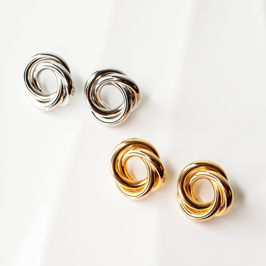 Earrings Grayling | Gia Hollow Knot Stud Earrings Silver