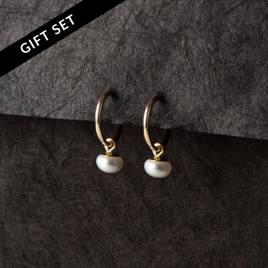 Hoops + Huggies Grayling | The Goddess - Curated Freshwater Pearl Huggie Combo - 14K Solid Gold